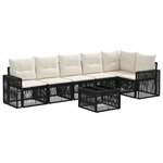 vidaXL Ensemble de canapé de jardin 7 pc Noir et blanc crème polyrotin