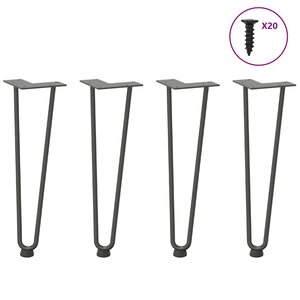 vidaXL Pieds en épingle à cheveux pour table basse 4 pièces Anthracite 42 cm Acier massif