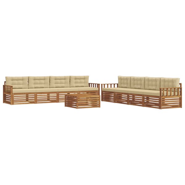 vidaXL Ensemble de canapés d'extérieur 9 Pièces Naturel et Beige