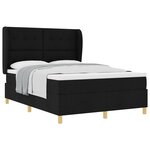 vidaXL Lit à ressorts avec matelas noir 140x200 cm en tissu