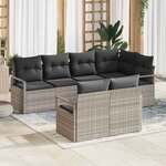 vidaXL Ensemble de canapé de jardin 7 Pièces Gris clair Poly rotin