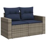 vidaXL Salon de jardin avec coussins 7 Pièces gris résine tressée