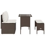 vidaXL Ensemble à manger de jardin 3 Pièces et coussins marron poly rotin