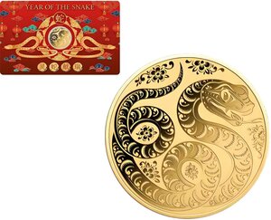 Pièce de monnaie en Or 3000 Francs g 0.031 (1/1000 oz) Millésime Gold Gift YEAR OF THE SNAKE 1/1000