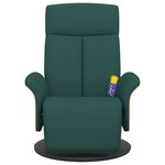 vidaXL Fauteuil inclinable de massage et repose-pieds vert foncé tissu
