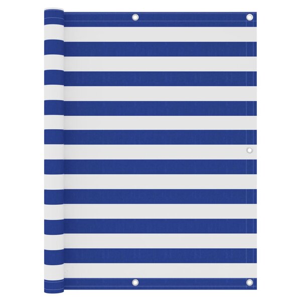 vidaXL Écran de balcon Blanc et bleu 120x600 cm Tissu Oxford