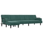 vidaXL Canapé-lit en forme de L vert foncé 260x140x70 cm velours