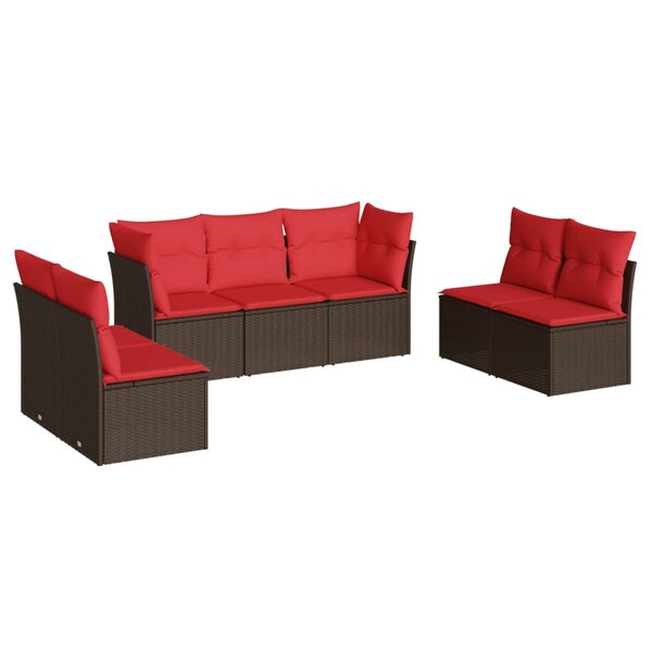 vidaXL Salon de jardin avec coussins 7 Pièces marron résine tressée