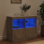 vidaXL Buffet avec lumières LED gris béton 81x37x67 cm