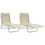 vidaXL Chaises longues pliables lot de 2 crème textilène et acier