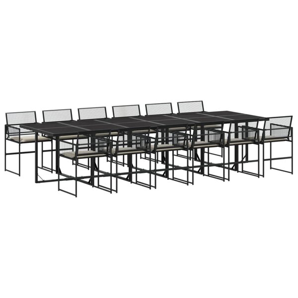 vidaXL Ensemble à manger de jardin 13 Pièces coussins noir résine tressée