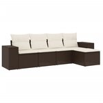 vidaXL Salon de jardin avec coussins 5 Pièces marron résine tressée
