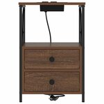vidaXL Table de nuit avec station de chargement Chêne marron