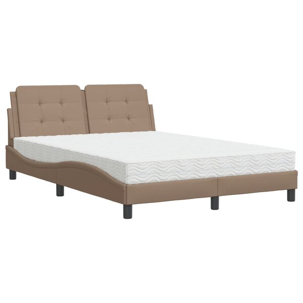 vidaXL Lit avec matelas Zadar cappuccino 140x200 cm similicuir