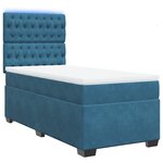vidaXL Sommier à lattes de lit avec matelas bleu 80x200 cm velours