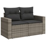 vidaXL Salon de jardin 5 Pièces avec coussins gris résine tressée