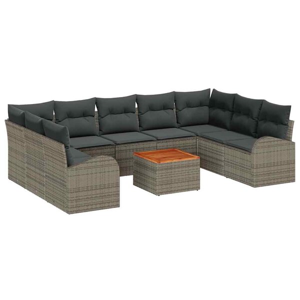 vidaXL Ensemble de canapé de jardin 10 Pièces Gris