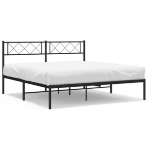 vidaXL Cadre de lit métal sans matelas avec tête de lit noir 140x190cm