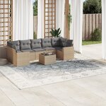 vidaXL Salon de jardin avec coussins 8 Pièces beige résine tressée