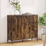 vidaXL Buffet Chêne fumé 89 5 x 33 x 82 cm Bois d'ingénierie
