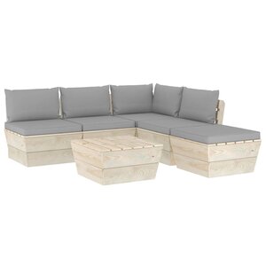 vidaXL Salon de jardin palette 6 Pièces avec coussins bois d'épicéa