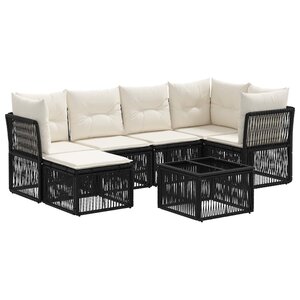 vidaXL Ensemble de canapé de jardin 7 pc Noir polyrotin