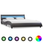 vidaXL Cadre de lit avec LED Gris Similicuir 160 x 200 cm