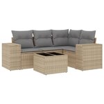 vidaXL Salon de jardin avec coussins 5 Pièces beige résine tressée