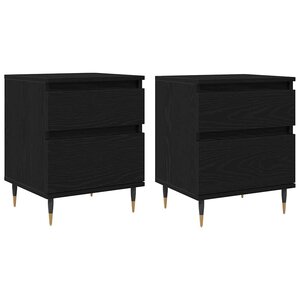 vidaXL Cabinet de chevet avec tiroir 2 Pièces Chêne noir 40 x 35 x 50 cm