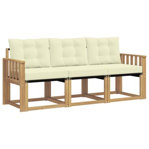 vidaXL Ensemble de canapés d'extérieur 3 pc Blanc et crème