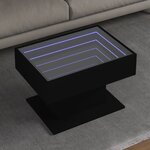 vidaXL Table basse avec LED noir 70x50x45 cm bois d'ingénierie