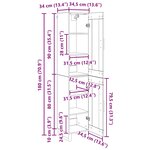 vidaXL Haut Armoire Bois Ancien 69 5 x 34 x 180 cm Bois d'ingénierie
