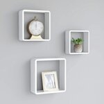 vidaXL Étagères murales sous forme de cube 3 Pièces Blanc MDF