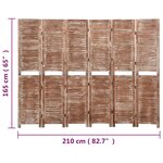 vidaXL Cloison de séparation 6 panneaux Marron 210x165 cm Paulownia