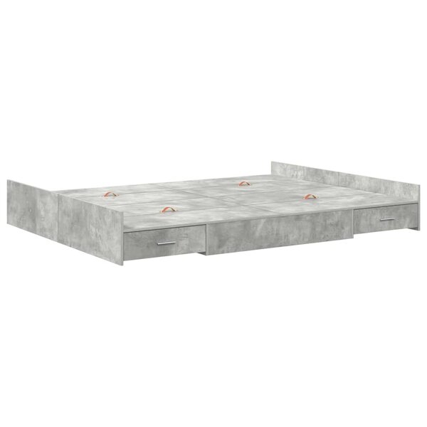 vidaXL Cadre de lit avec rangement avec tiroir Gris béton 160 x 200 cm