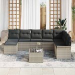 vidaXL Ensemble de canapé de jardin 9 Pièces Gris clair Poly rotin