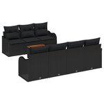 Ensemble de Canapé de Jardin de 8 Pièces avec Coussins Noir Rattan Synthétique Acacia
