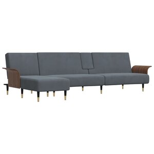 vidaXL Canapé-lit en forme de L gris 279x140x70 cm velours