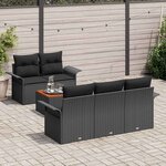 vidaXL Ensemble de canapé de jardin 6 Pièces Noir Poly rotin