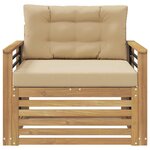 vidaXL Canapé d’extérieur Polyester Blanc et beige
