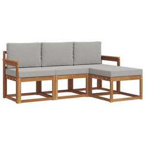 vidaXL Ensemble de canapés d'extérieur 4 pc Gris Naturel et Clair