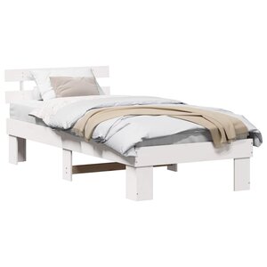 vidaXL Cadre de lit avec tête de lit Blanc 90 x 200 cm Pin massif