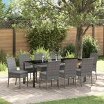 vidaXL Ensemble de salle à manger pour jardin 9 Pièces Gris Poly rotin