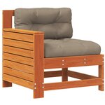 vidaXL Canapé de jardin accoudoir coussins cire marron bois pin massif