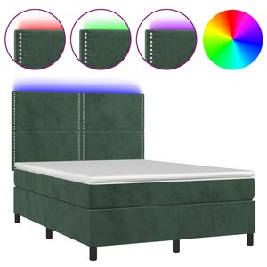 vidaXL Sommier à lattes de lit matelas et LED Vert foncé 140x200 cm