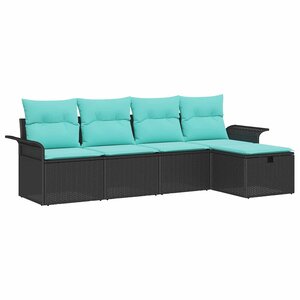 vidaXL Ensemble de canapé de jardin avec coussin 5 Pièces Poly rotin