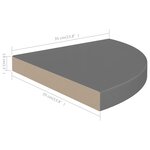 vidaXL Étagères d'angle flottantes 2Pièces gris brillant 35x35x3 8 cm MDF