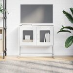 vidaXL Meuble TV blanc 68x39x60 5 cm acier laminé à froid