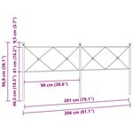vidaXL Tête de lit de remplacement métal noir 200 cm