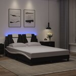 vidaXL Cadre de lit avec LED sans matelas noir et blanc 140x190 cm
